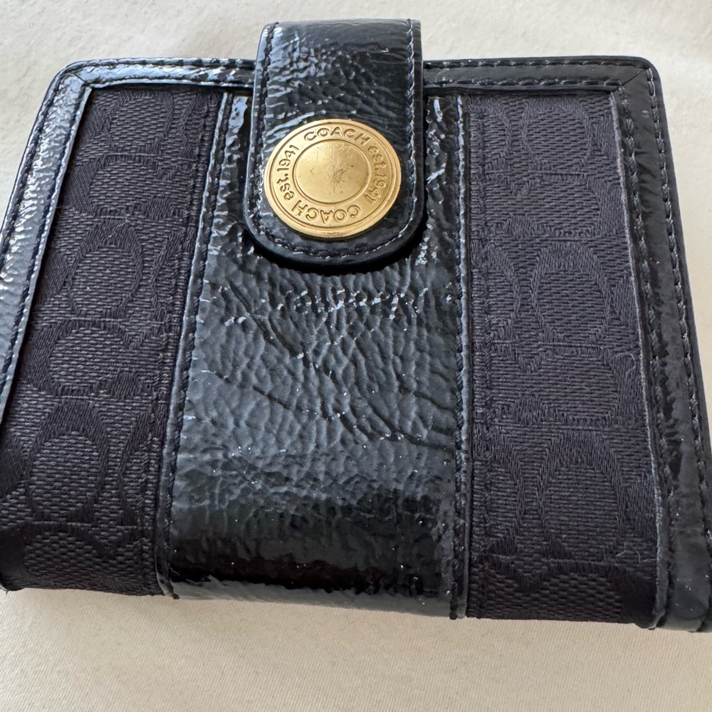 COACH Signature Logo Black Small Wallet - Picture 8 of 9